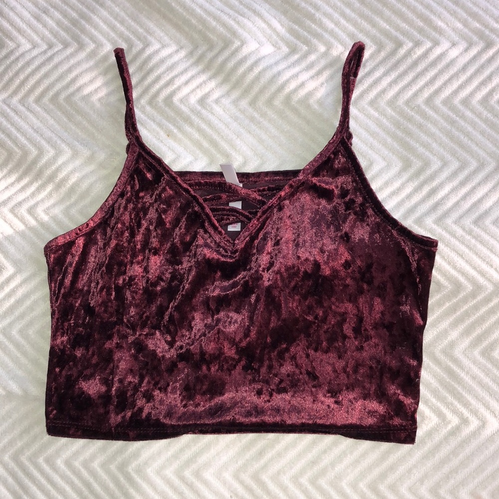 Maroon Velvet Crop Top